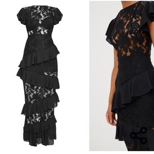 PRETTY LITTLE THING long black lace dress